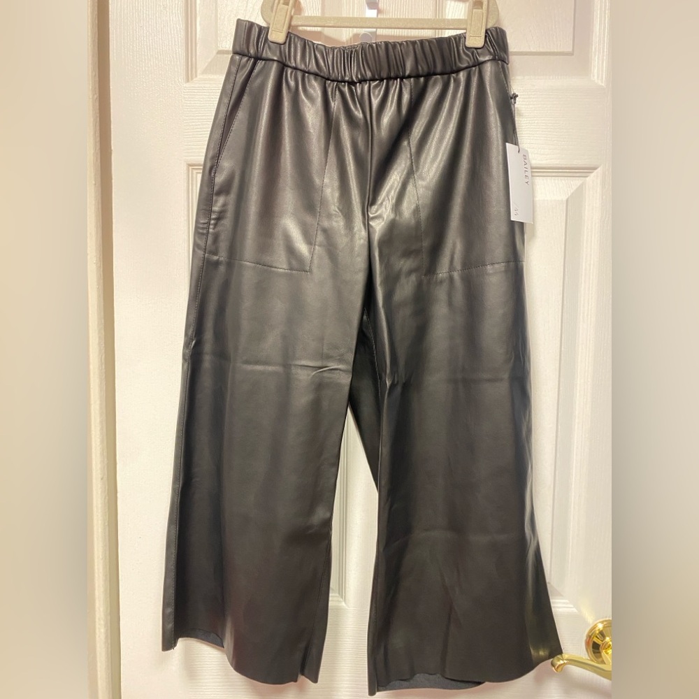 Bailey 44 Black Faux Leather Wide-Leg Pants